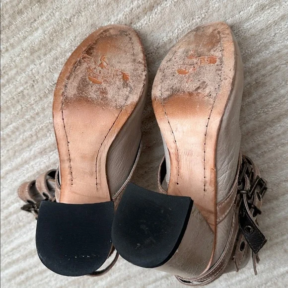 FREEBIRD by Steven Tali Strappy Women's Heeled Boots Booties Taupe Size 7 - Picture 15 of 17